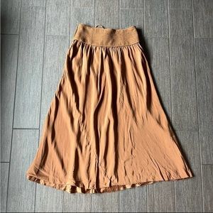 100%Silk | Aritzia Wilfred Le Fou Skirt In Caramel Brown.-G2.